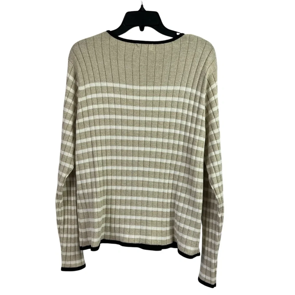 Van Heusen Knit Cardigan Tank Top Set Beige Stripe 2 Piece XL - Picture 7 of 15